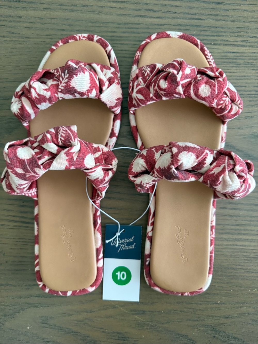 Universal Thread Women's Meg Knotted Slide Sandals Rust Red Size 10